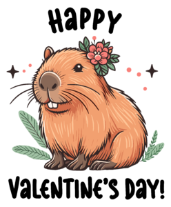 Happy Valentines Day Capybara black